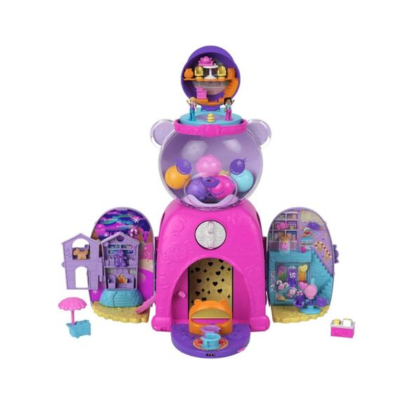 Mattel Polly Pocket Gumball Bear Playset 2 Micro Dolls 26 Accessories NWT - Picture 5 of 8